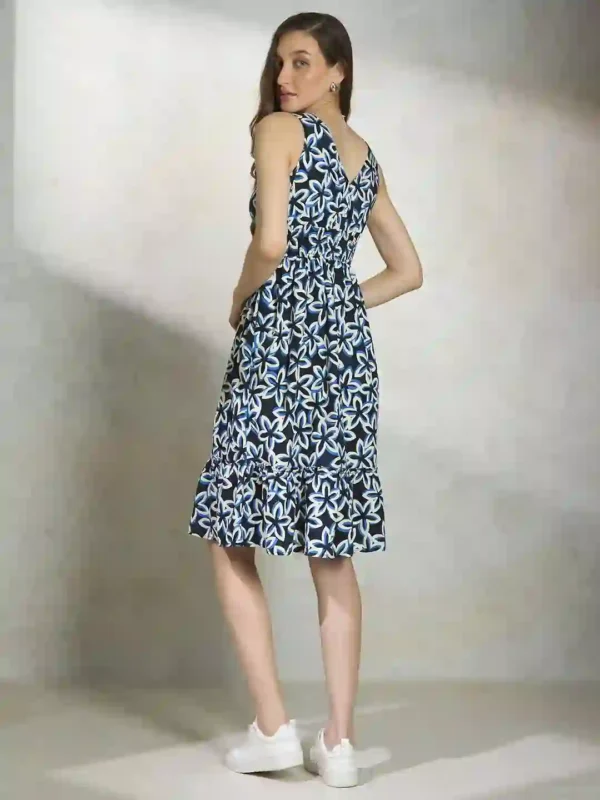 Floral Printed Smocked Pure Cotton Fit & Flare Dress - Image 2