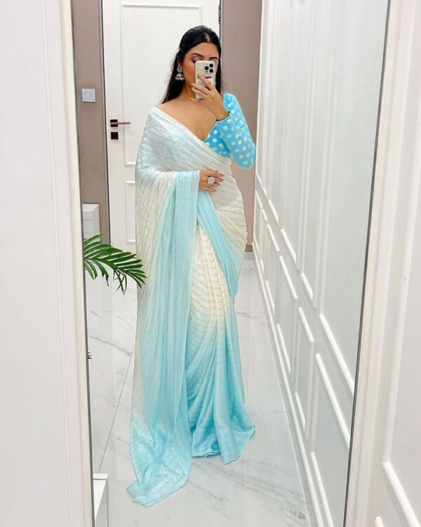 Beautiful Party Wear Shaded Saree with Faux Georgette
