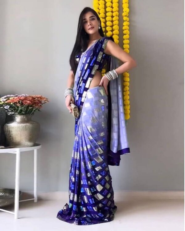 Beautiful Party Wear Shaded Saree on premium Faux Georgette With Sequnce Work