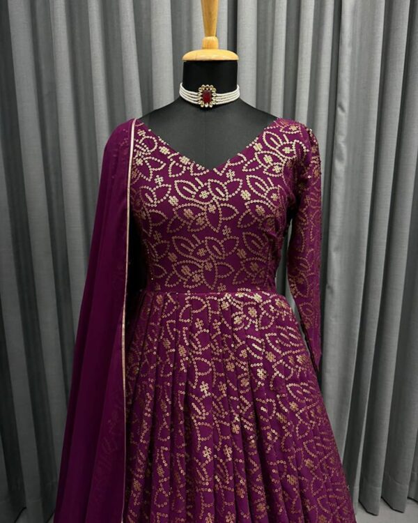 designer Suit on Faux Georgette febric and Pent on American Crep Febric with Dupatta - Image 7