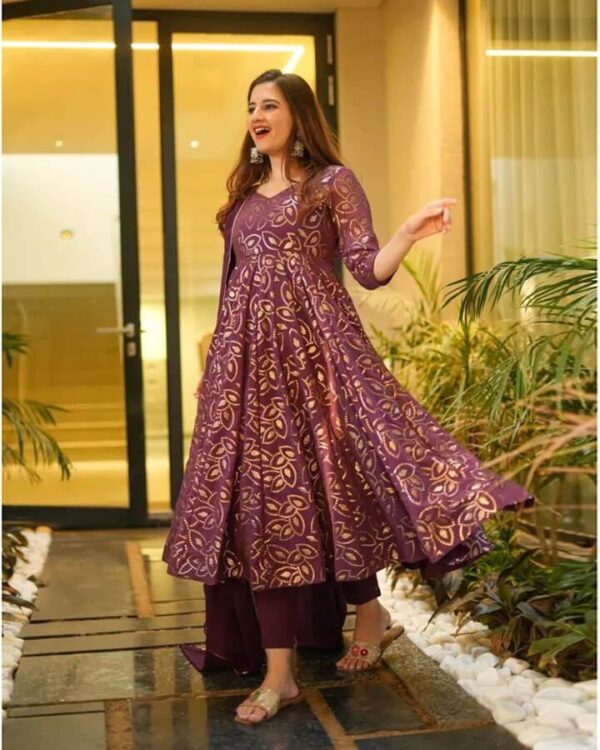 designer Suit on Faux Georgette febric and Pent on American Crep Febric with Dupatta - Image 3