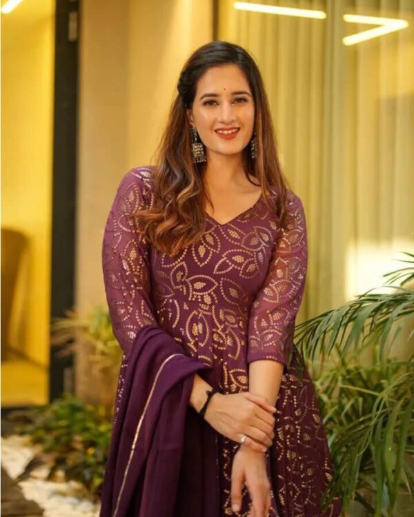 designer Suit on Faux Georgette febric and Pent on American Crep Febric with Dupatta - Image 5