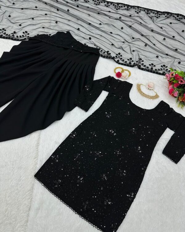 Kurti Foux Gorgette Sequnce with Dhoti and Dupata - Image 8