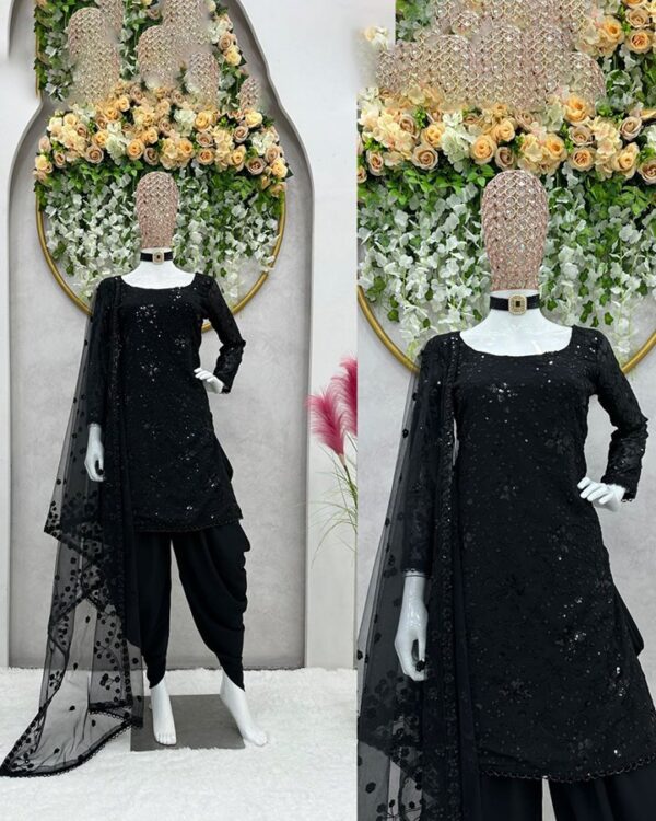 Kurti Foux Gorgette Sequnce with Dhoti and Dupata - Image 7