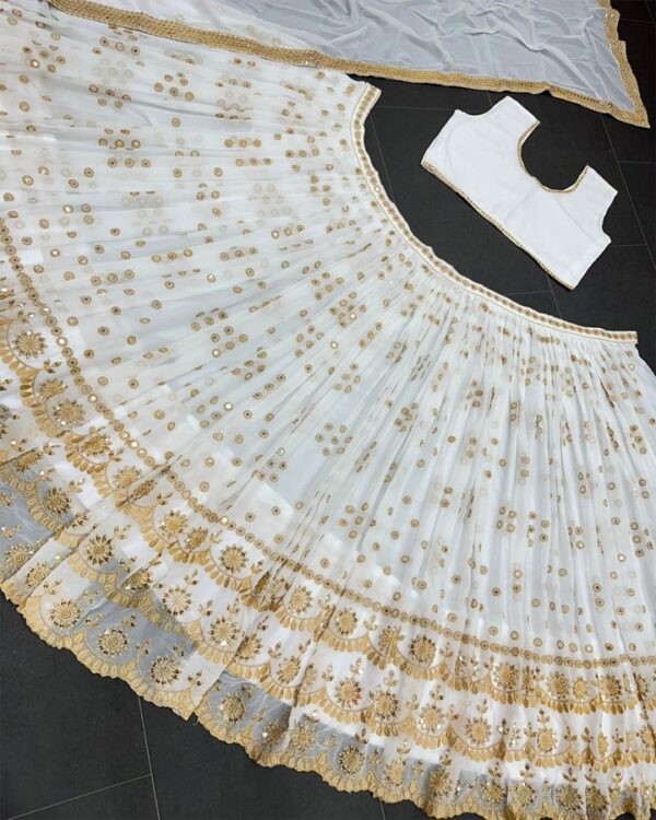Pearl White   Banglory silk  Sequined Net Party Wear Lehenga Choli - Image 8