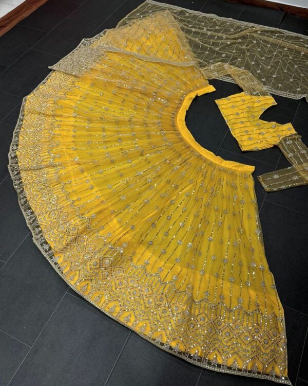 yellow haldi sepecial Lehengha Choli with dupata - Image 9