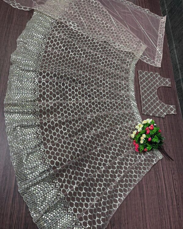 Attractive Maroon  HEAVY SOFT NET heavy  EMBROIDERY Wedding Wear  Lehenga Choli  WITH DUPATTA - Image 4
