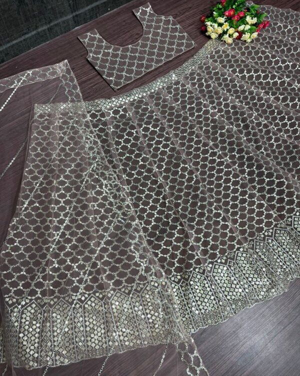 Attractive Maroon  HEAVY SOFT NET heavy  EMBROIDERY Wedding Wear  Lehenga Choli  WITH DUPATTA - Image 5