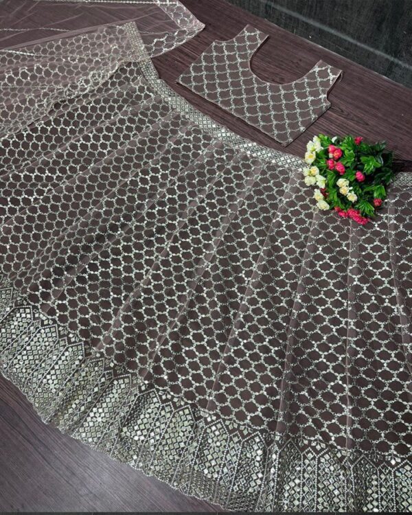 Attractive Maroon  HEAVY SOFT NET heavy  EMBROIDERY Wedding Wear  Lehenga Choli  WITH DUPATTA - Image 6