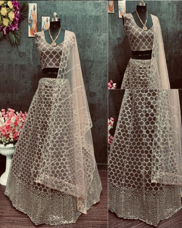 Attractive Maroon  HEAVY SOFT NET heavy  EMBROIDERY Wedding Wear  Lehenga Choli  WITH DUPATTA - Image 7