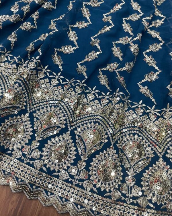 blue Navratri special  Lehengha choli with   Zarna silk  two side lace broder  Dupata - Image 6