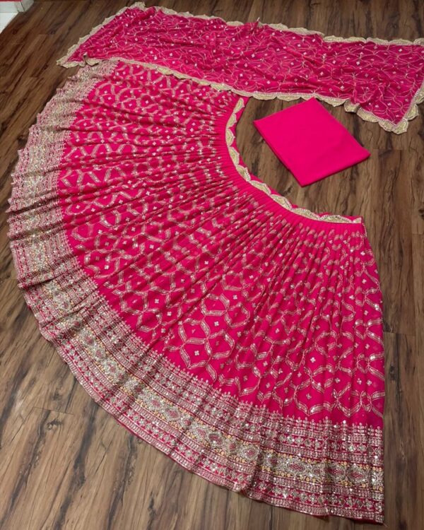 hot pink    Gorgette  Lehengha choli with digital Dupata - Image 7