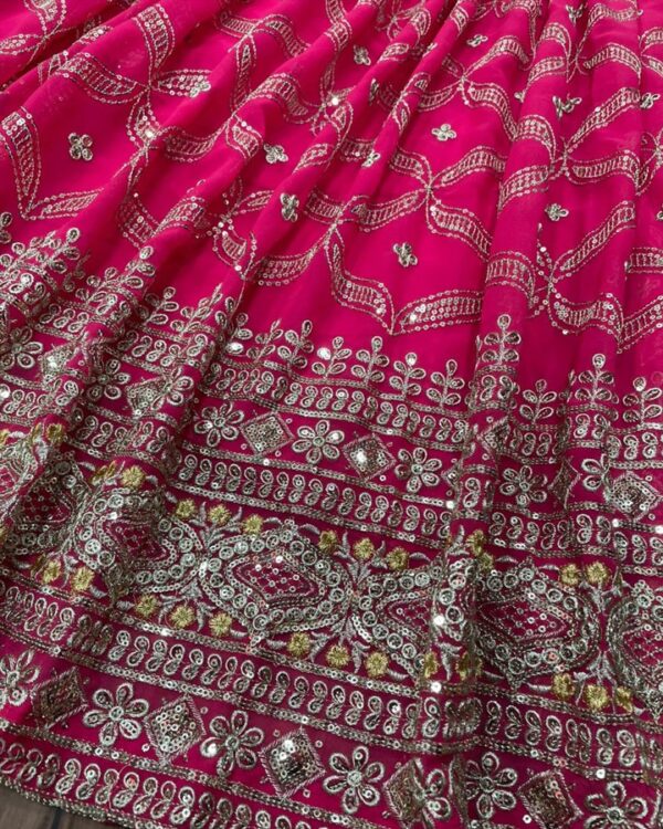 hot pink    Gorgette  Lehengha choli with digital Dupata - Image 9