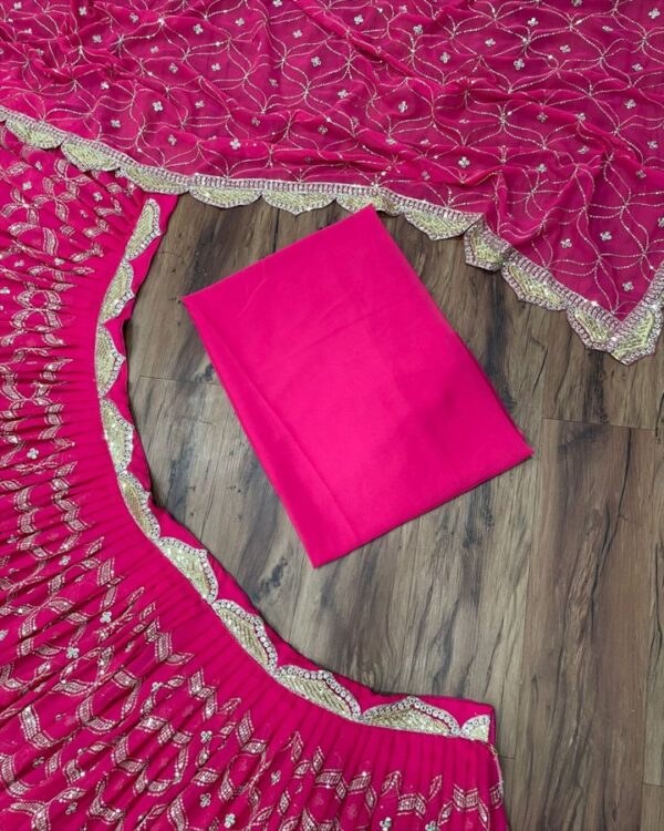 hot pink    Gorgette  Lehengha choli with digital Dupata - Image 11