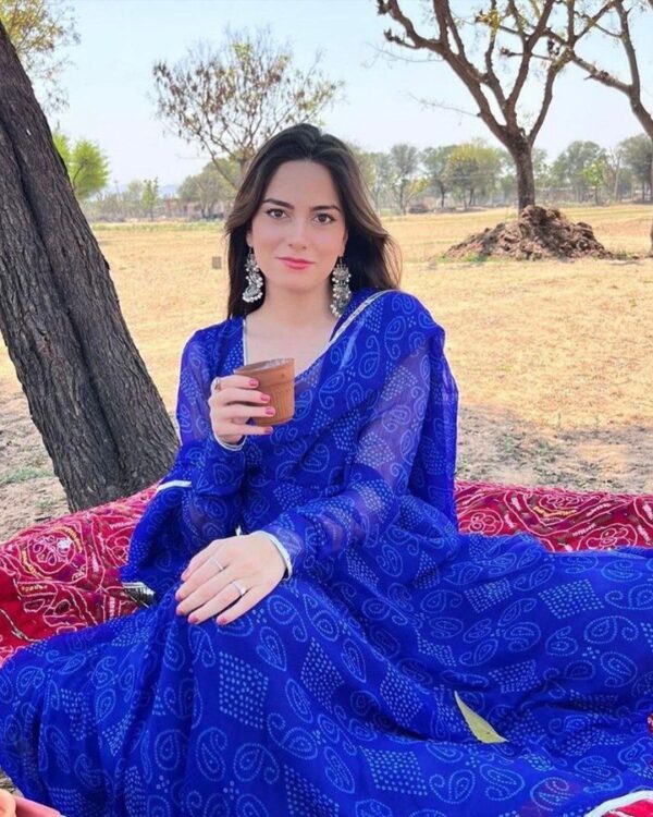 blue HAVY FAUX GEORGETTE printed kurti with dupatta