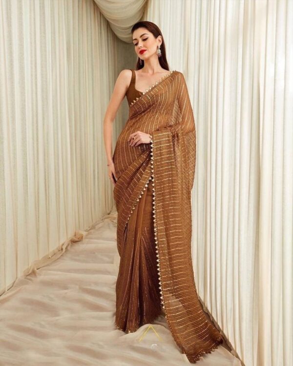 DESIGNER WEAR COLLECTION SEQUANCE WORK SAREE