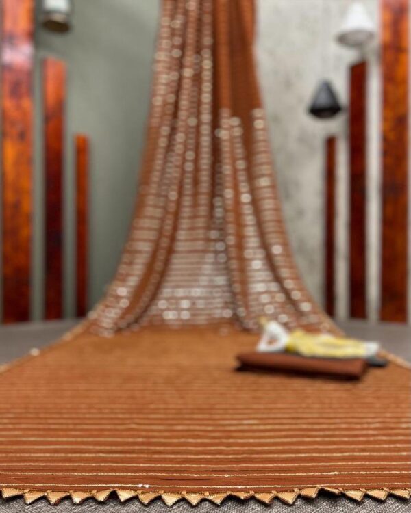 DESIGNER WEAR COLLECTION SEQUANCE WORK SAREE - Image 3