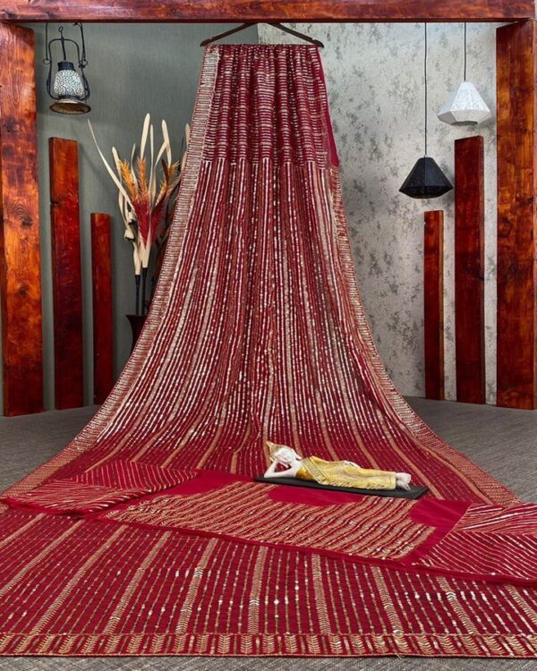 BEUTIQUE WEAR COLLECTION DOUBLE SEQUANCE WORK SAREE - Image 2