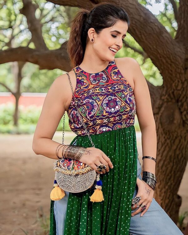 Designer Digital Print Kurti with Real Mirror Work | Festive Navratri Collection - Image 2