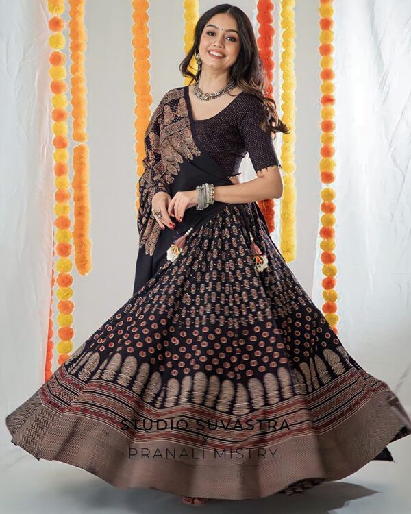 Navratri Special Rayon Lehenga Set with Printed Work & Pari Lace - Image 3