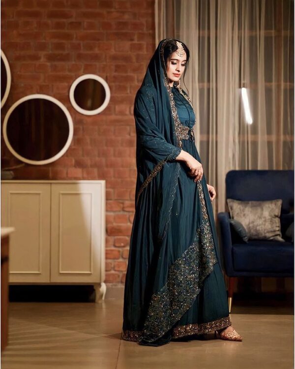 Trending Designer Vichitra Silk Top with Embroidered Koti & Dupatta - Sequence Work | Free Size | Elegant Party Wear - Image 2