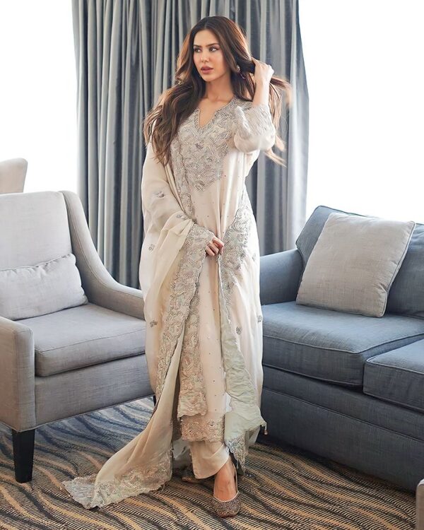 New Designer Heavy Embroidered Sequins Kurti Set | Faux Georgette Wedding Outfit - Image 2