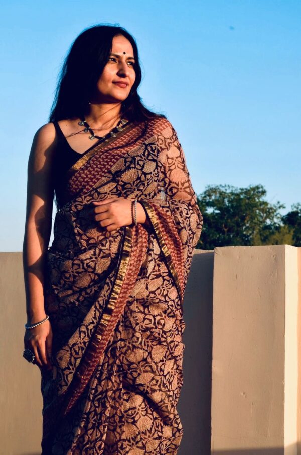 MULTI PRINT PURE COTTON SAREE - Image 2