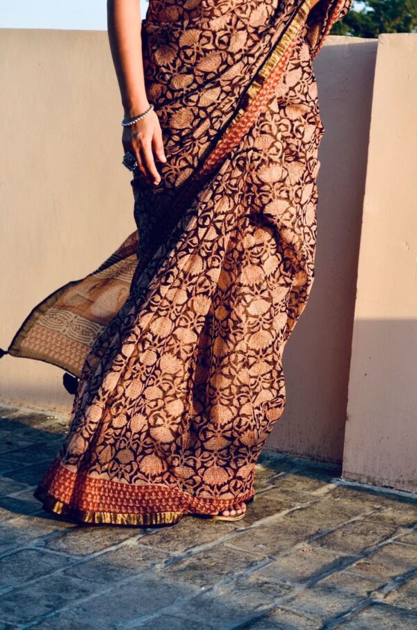 MULTI PRINT PURE COTTON SAREE - Image 3