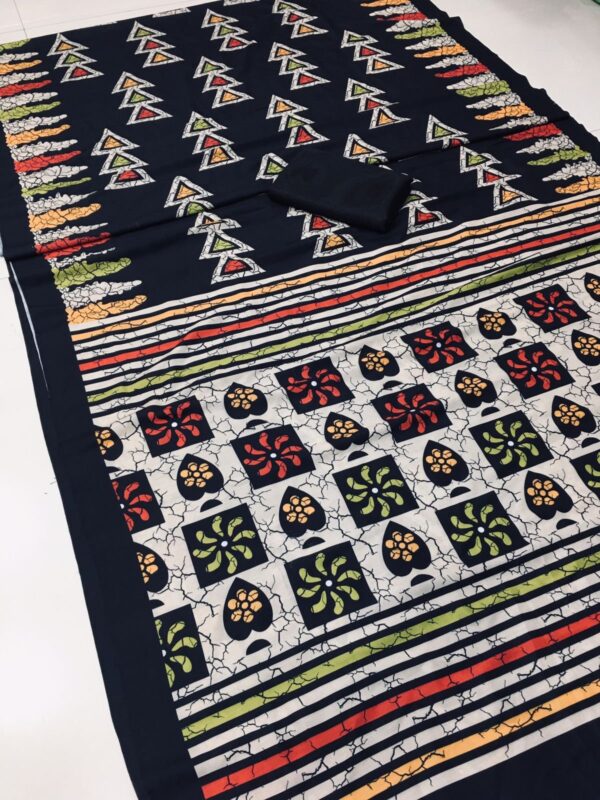 BLACK PURE COTTON TRIANGLE DESIGN SAREE - Image 5