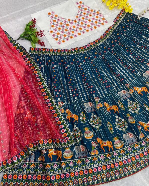 DESIGNER BRIDAL WRAR HEAVY DUBLE SEQUINS BANARASI SILK LEHENGAS WITH DUPATTA - Image 6