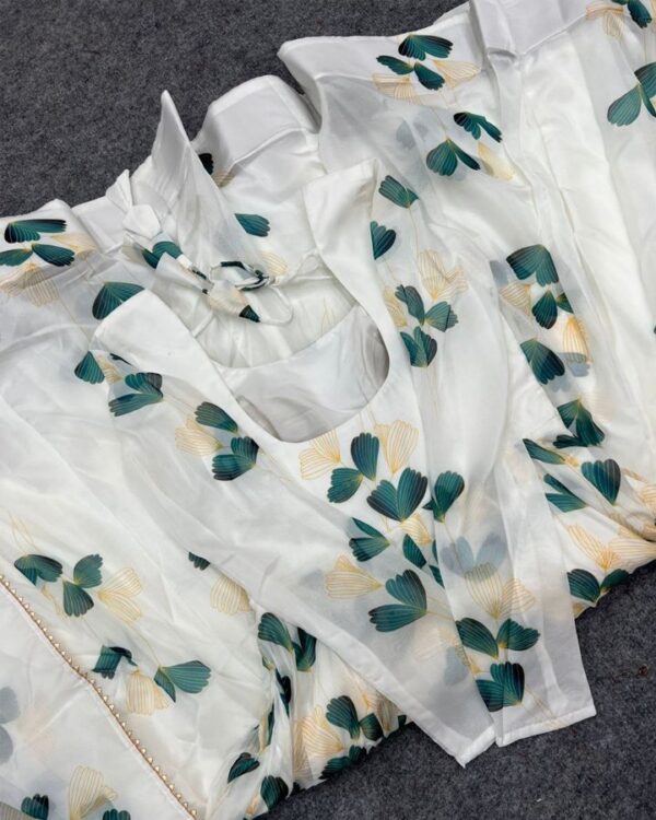 white Party Wear Look Heavy Butter Cotton Organza Taby Silk Gown With Dupatta - Image 10