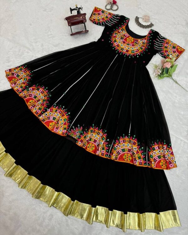 Navratri Special Designer Faux Georgette Lehenga Choli with Chine stitch & Sequin Work Semi-Stitched - Image 4