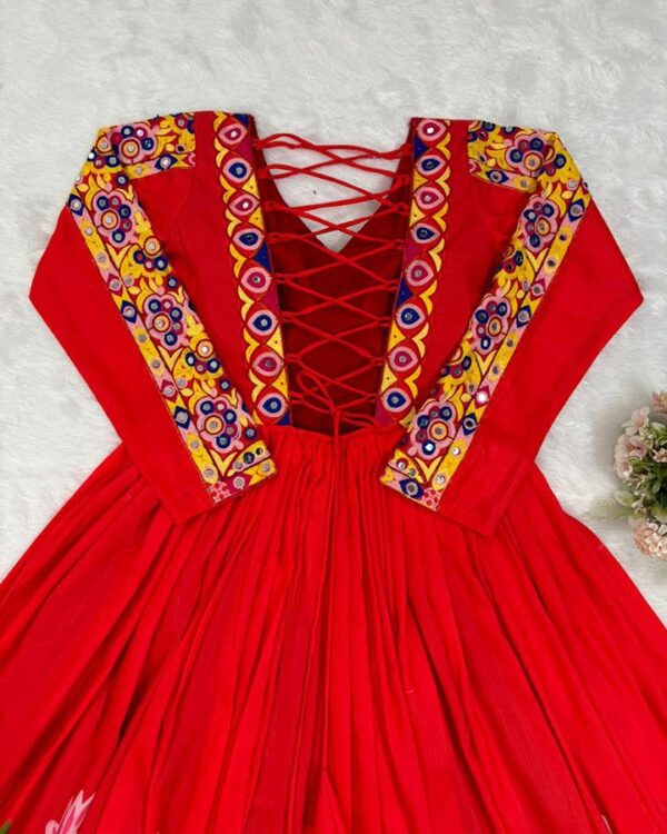 Navratri Special Rayon Anarkali Dress with Mirror Work & Silk Dupatta - Image 7
