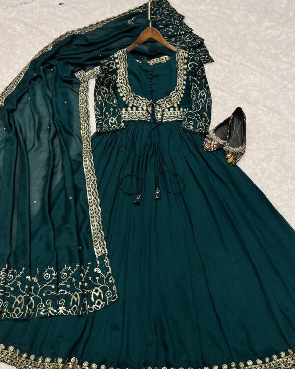 Trending Designer Vichitra Silk Top with Embroidered Koti & Dupatta - Sequence Work | Free Size | Elegant Party Wear - Image 5