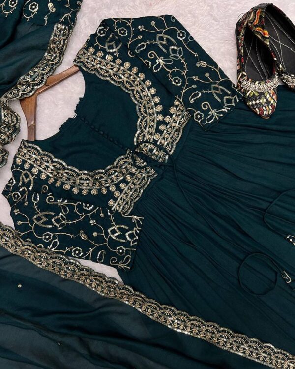 Trending Designer Vichitra Silk Top with Embroidered Koti & Dupatta - Sequence Work | Free Size | Elegant Party Wear - Image 7